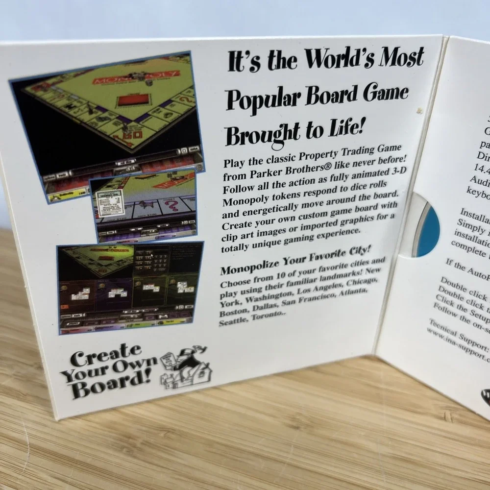 Vintage Monopoly 3D‎ PC CD Rom Infogrames Windows 98